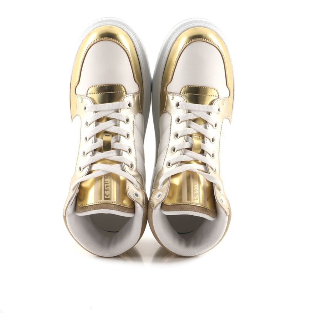 Christian Dior Women's D-Player Sneakers Quilted Nylon Gold - Picture 2 of 5